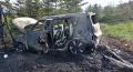 Появились фото и видео с места ДТП с горящим автомобилем на Сахалине