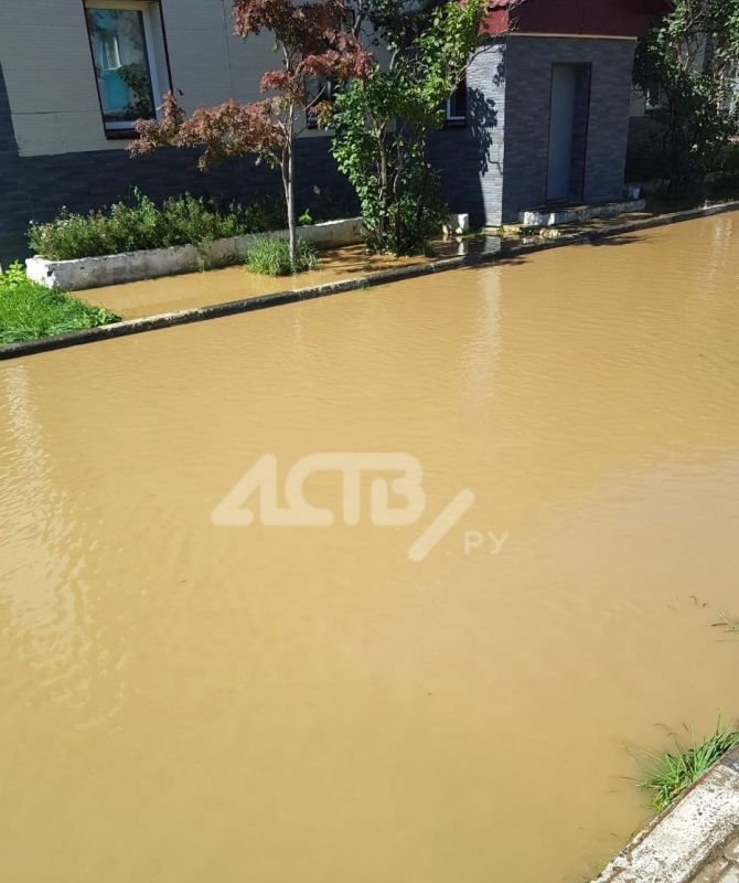 В центре Невельска две улицы превратились в дорожки для плавания В центре Невельска две улицы превратились в дорожки для плавания