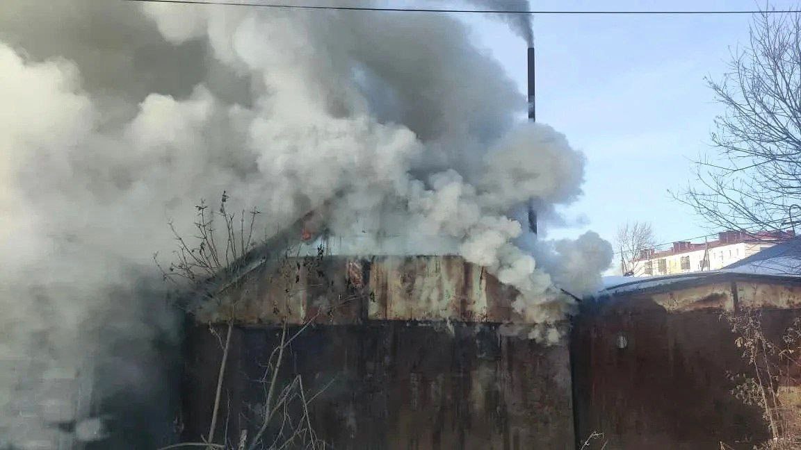 Собаку спасли пожарные во время тушения возгорания в Тымовском Собаку спасли пожарные во время тушения возгорания в Тымовском