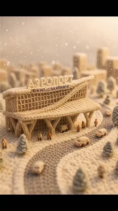 Самое тёплое видео: нейросеть "связала" Южно-Сахалинск к зиме из пряжи