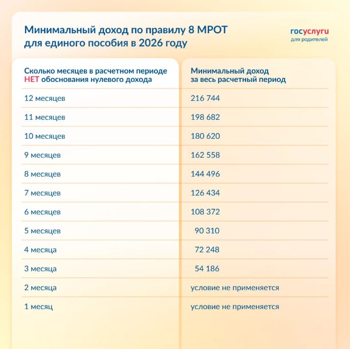 Доход не менее 8 МРОТ: новые правила получения единого пособия введут в России с 2026 года