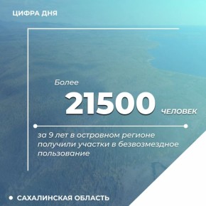 Сахалинская область попала в тройку лидеров по количеству предоставленных «дальневосточных гектаров»