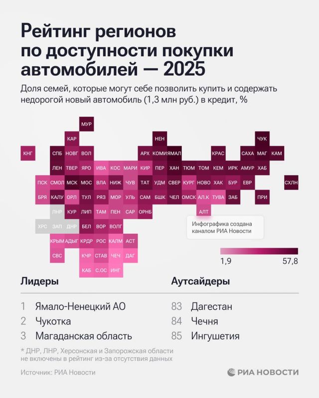 Почти 38% семей в Сахалинской области могут купить новый автомобиль — рейтинг РИА Новости
