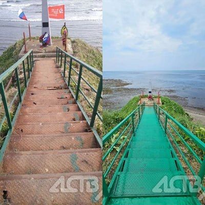 На Сахалине активисты собрали деньги и своими силами отремонтировали 30 ступеней к памятнику на Крильоне