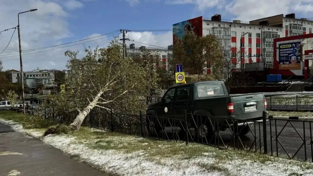 Метель с градом обрушилась на север Сахалина Метель с градом обрушилась на север Сахалина