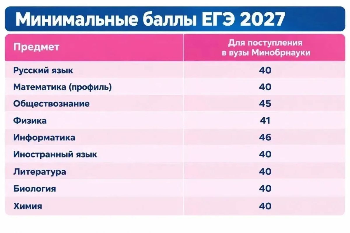 Минимальные баллы ЕГЭ в 2027 году пока остаются прежними